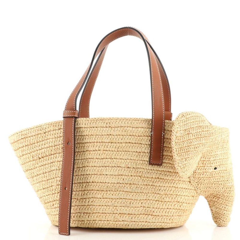 Loewe Elephant Basket Tote Raffia Small Neutral - Picture 4 of 7
